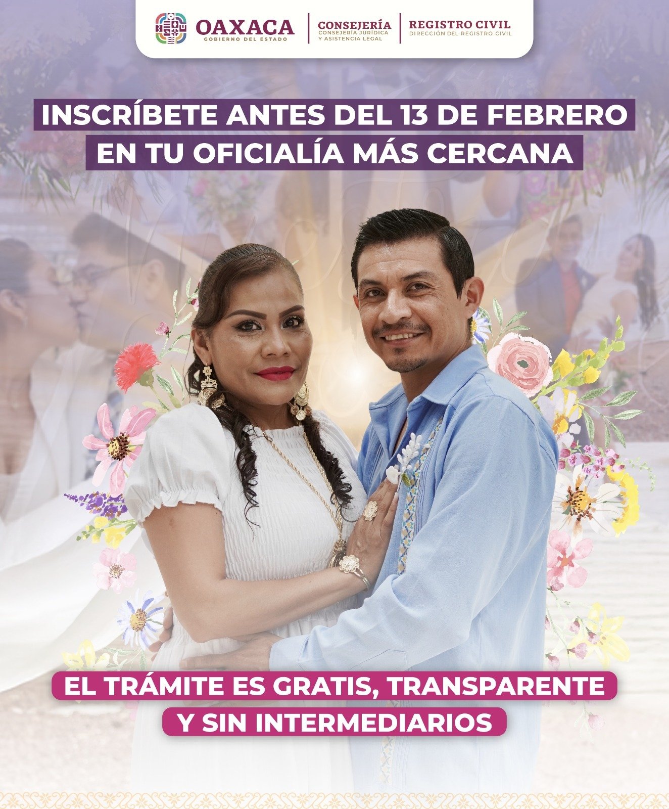 El Registro Civil abrió el programa que permite casarse sin costo; el registro estará disponible hasta el 13 de febrero en las oficialías del estado.