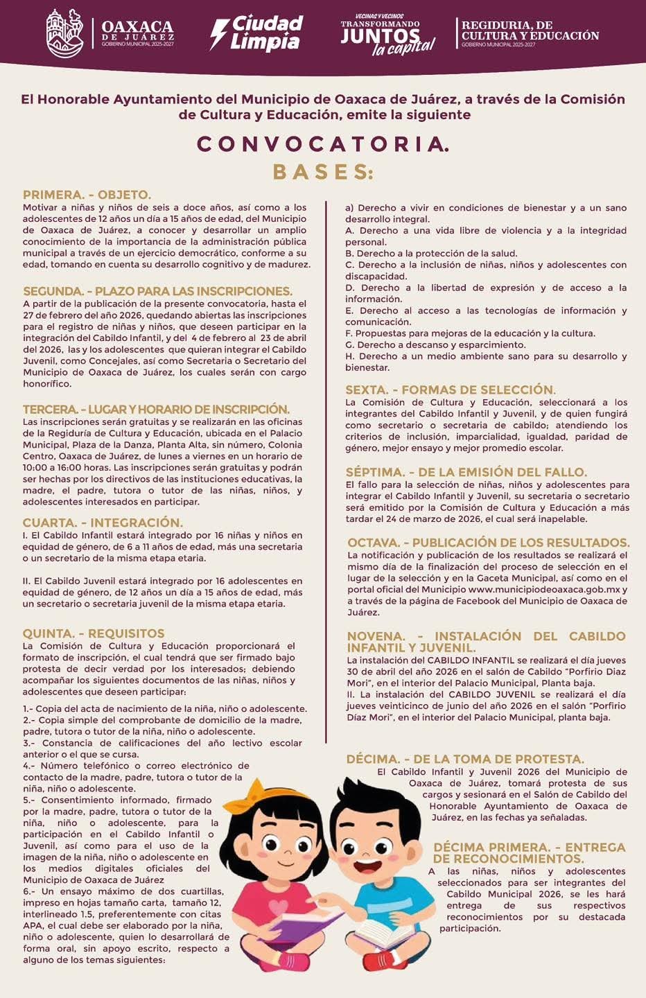 𝗔𝗯𝗿𝗲𝗻 𝗰𝗼𝗻𝘃𝗼𝗰𝗮𝘁𝗼𝗿𝗶𝗮 𝗽𝗮𝗿𝗮 𝗲𝗹 𝗖𝗮𝗯𝗶𝗹𝗱𝗼 𝗜𝗻𝗳𝗮𝗻𝘁𝗶𝗹 𝘆 𝗝𝘂𝘃𝗲𝗻𝗶𝗹 𝟮𝟬𝟮𝟲 𝗲𝗻 𝗹𝗮 𝗰𝗮𝗽𝗶𝘁𝗮𝗹