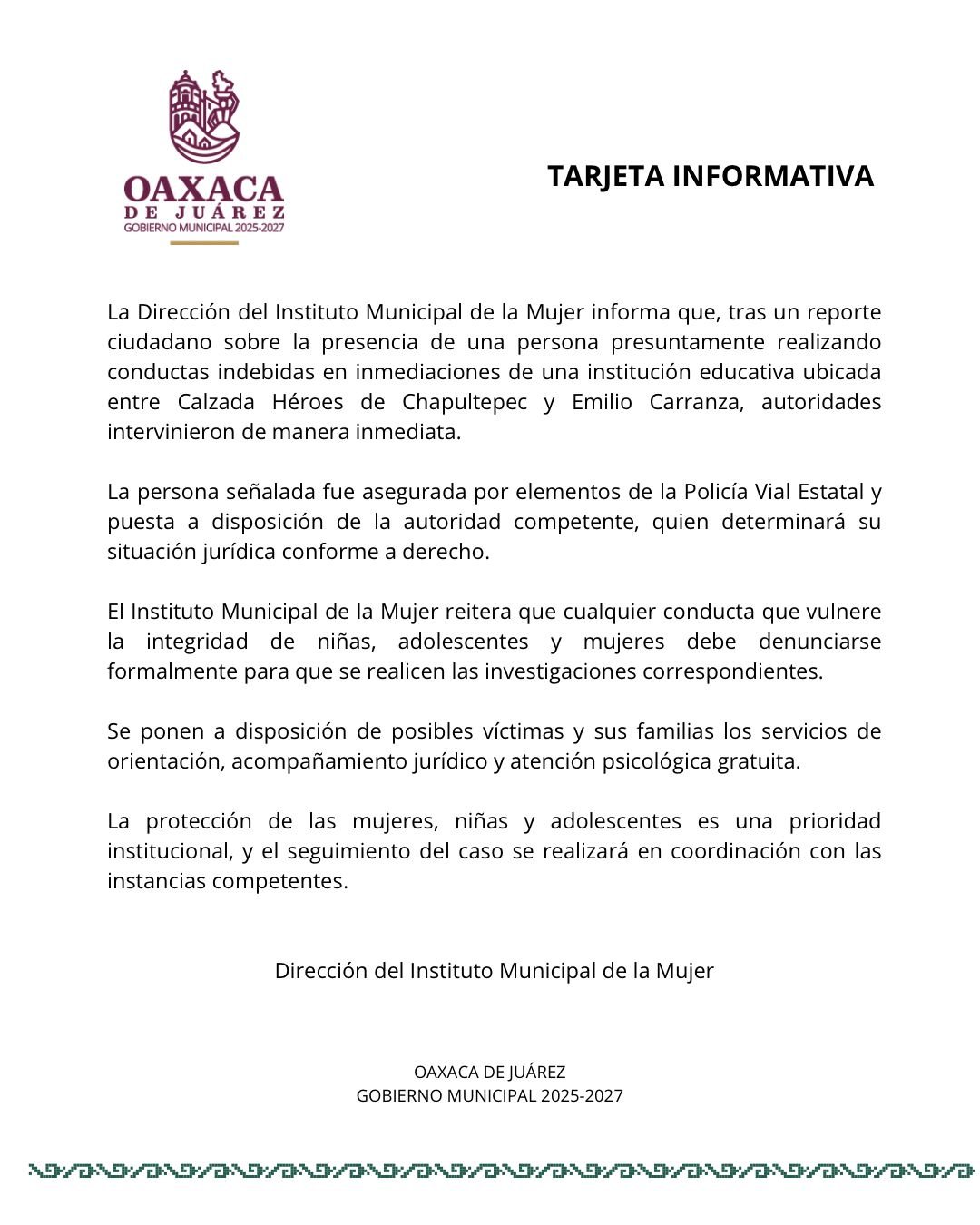 𝗔𝘀𝗲𝗴𝘂𝗿𝗮𝗻 𝗮 𝗵𝗼𝗺𝗯𝗿𝗲 𝘁𝗿𝗮𝘀 𝗿𝗲𝗽𝗼𝗿𝘁𝗲 𝗽𝗼𝗿 𝗰𝗼𝗻𝗱𝘂𝗰𝘁𝗮𝘀 𝗶𝗻𝗱𝗲𝗯𝗶𝗱𝗮𝘀 𝗰𝗲𝗿𝗰𝗮 𝗱𝗲 𝗲𝘀𝗰𝘂𝗲𝗹𝗮 𝗲𝗻 𝗹𝗮 𝗰𝗮𝗽𝗶𝘁𝗮𝗹.