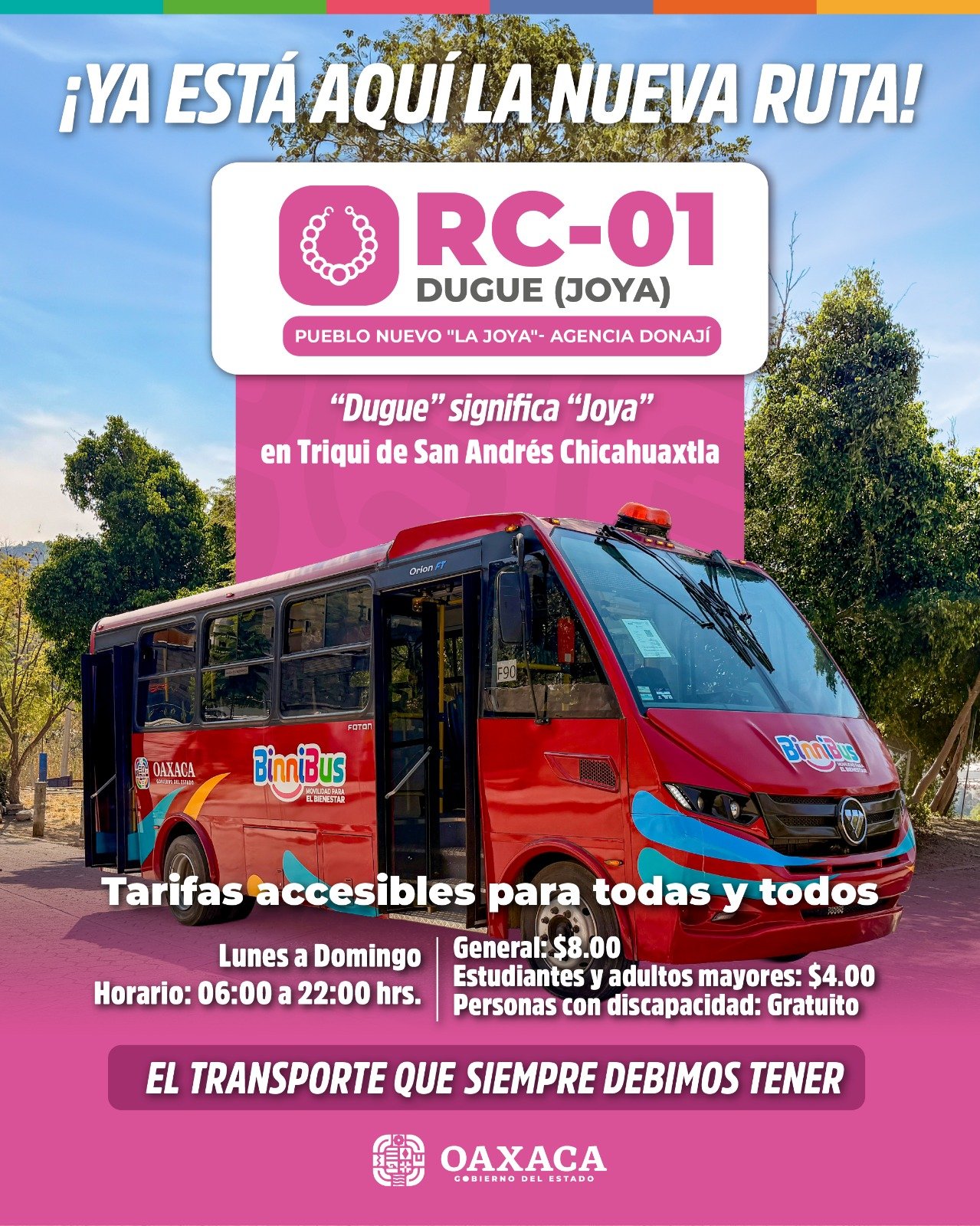 𝗕𝗶𝗻𝗻𝗶𝗕𝘂𝘀 𝗮𝗯𝗿𝗲 𝗿𝘂𝘁𝗮 𝗲𝗻𝘁𝗿𝗲 𝗟𝗮 𝗝𝗼𝘆𝗮 𝘆 𝗗𝗼𝗻𝗮𝗷𝗶́.