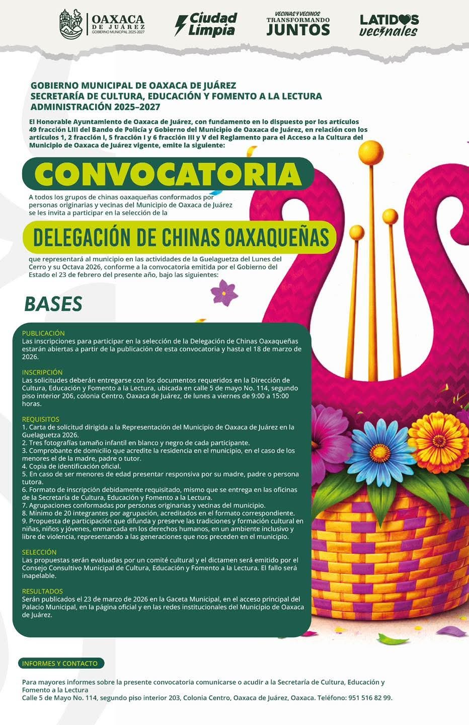 𝗕𝘂𝘀𝗰𝗮𝗻 𝗮 𝗹𝗮𝘀 𝗻𝘂𝗲𝘃𝗮𝘀 𝗰𝗵𝗶𝗻𝗮𝘀 𝗼𝗮𝘅𝗮𝗾𝘂𝗲ñ𝗮𝘀: 𝗮𝗯𝗿𝗲𝗻 𝗰𝗼𝗻𝘃𝗼𝗰𝗮𝘁𝗼𝗿𝗶𝗮 𝗽𝗮𝗿𝗮 𝗹𝗮 𝗗𝗲𝗹𝗲𝗴𝗮𝗰𝗶ó𝗻 𝟮𝟬𝟮𝟲