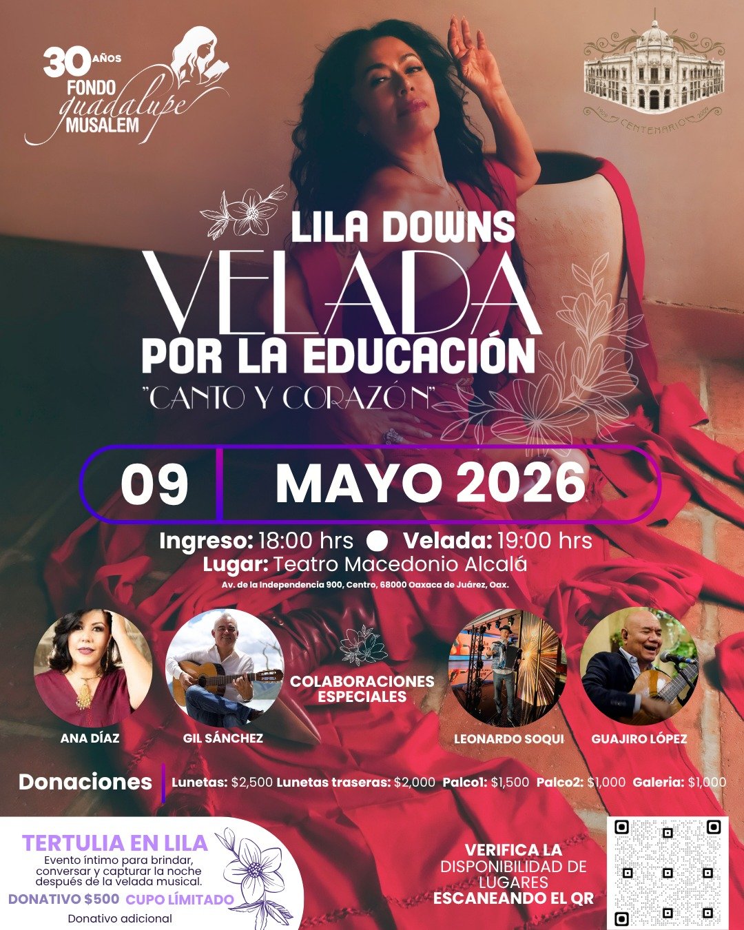 𝗟𝗶𝗹𝗮 𝗗𝗼𝘄𝗻𝘀 𝗰𝗮𝗻𝘁𝗮𝗿á 𝗽𝗼𝗿 𝗹𝗮 𝗲𝗱𝘂𝗰𝗮𝗰𝗶ó𝗻 𝗱𝗲 𝗷ó𝘃𝗲𝗻𝗲𝘀 𝗲𝗻 𝗢𝗮𝘅𝗮𝗰𝗮.