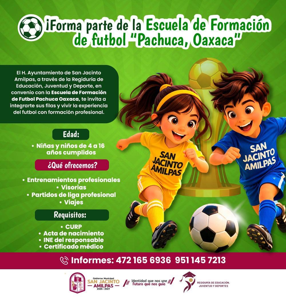 𝗔𝗯𝗿𝗲𝗻 𝗶𝗻𝘀𝗰𝗿𝗶𝗽𝗰𝗶𝗼𝗻𝗲𝘀 𝗽𝗮𝗿𝗮 𝗳𝗼𝗿𝗺𝗮𝗿 𝗮 𝗻𝗶𝗻̃𝗼𝘀 𝗲𝗻 𝗳𝘂́𝘁𝗯𝗼𝗹 𝗲𝗻 𝗦𝗮𝗻 𝗝𝗮𝗰𝗶𝗻𝘁𝗼 𝗔𝗺𝗶𝗹𝗽𝗮𝘀.