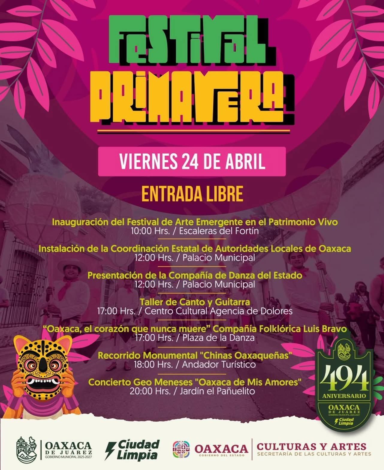 𝗢𝗮𝘅𝗮𝗰𝗮 𝗲𝗻𝘁𝗿𝗮 𝗲𝗻 𝗳𝗶𝗲𝘀𝘁𝗮: 𝗮𝗿𝘁𝗲 𝘆 𝗺ú𝘀𝗶𝗰𝗮 𝘁𝗼𝗺𝗮𝗻 𝗹𝗮 𝗰𝗶𝘂𝗱𝗮𝗱