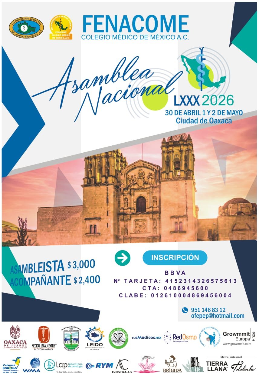 𝗢𝗮𝘅𝗮𝗰𝗮 𝘀𝗲𝗿𝗮́ 𝘀𝗲𝗱𝗲 𝗱𝗲 𝗹𝗮 𝗟𝗫𝗫𝗫 𝗔𝘀𝗮𝗺𝗯𝗹𝗲𝗮 𝗡𝗮𝗰𝗶𝗼𝗻𝗮𝗹 𝗱𝗲 𝗺𝗲́𝗱𝗶𝗰𝗼𝘀