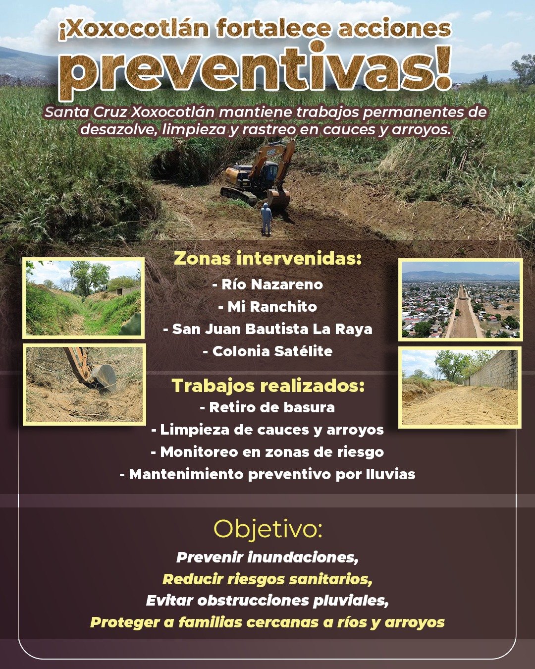 𝗫𝗼𝘅𝗼𝗰𝗼𝘁𝗹á𝗻 𝘀𝗲 𝗽𝗿𝗲𝗽𝗮𝗿𝗮 𝗽𝗮𝗿𝗮 𝗹𝗮𝘀 𝗹𝗹𝘂𝘃𝗶𝗮𝘀: 𝗿𝗲𝗳𝘂𝗲𝗿𝘇𝗮𝗻 𝗹𝗶𝗺𝗽𝗶𝗲𝘇𝗮 𝘆 𝗱𝗲𝘀𝗮𝘇𝗼𝗹𝘃𝗲 𝗲𝗻 𝘇𝗼𝗻𝗮𝘀 𝗱𝗲 𝗿𝗶𝗲𝘀𝗴𝗼
