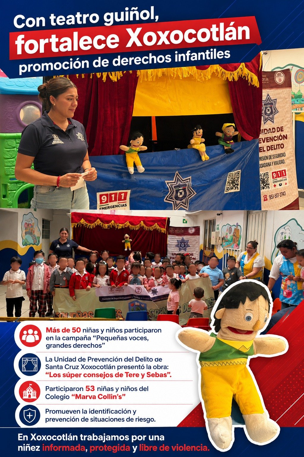 𝗧𝗲𝗮𝘁𝗿𝗼 𝗴𝘂𝗶ñ𝗼𝗹 𝗹𝗹𝗲𝘃𝗮 𝗺𝗲𝗻𝘀𝗮𝗷𝗲𝘀 𝗱𝗲 𝗽𝗿𝗲𝘃𝗲𝗻𝗰𝗶ó𝗻 𝘆 𝗱𝗲𝗿𝗲𝗰𝗵𝗼𝘀 𝗮 𝗲𝘀𝘁𝘂𝗱𝗶𝗮𝗻𝘁𝗲𝘀 𝗱𝗲 𝗫𝗼𝘅𝗼𝗰𝗼𝘁𝗹á𝗻