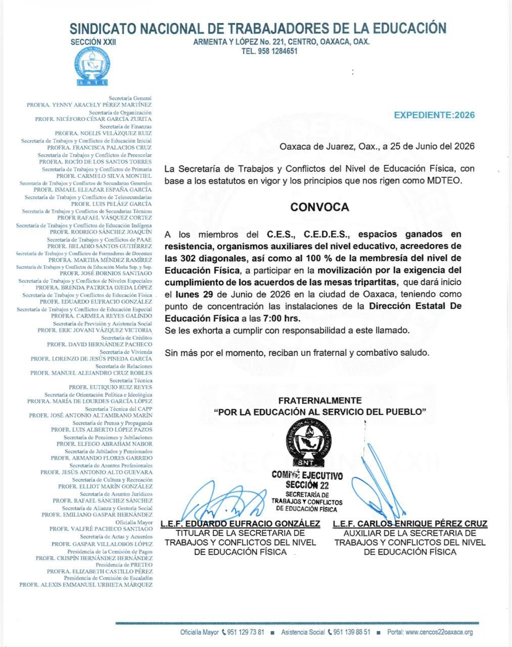 𝗠𝗮𝗲𝘀𝘁𝗿𝗼𝘀 𝗱𝗲 𝗘𝗱𝘂𝗰𝗮𝗰𝗶ó𝗻 𝗙í𝘀𝗶𝗰𝗮 𝗮𝗻𝘂𝗻𝗰𝗶𝗮𝗻 𝗺𝗼𝘃𝗶𝗹𝗶𝘇𝗮𝗰𝗶𝗼𝗻𝗲𝘀 𝗽𝗮𝗿𝗮 𝗲𝗹 𝗹𝘂𝗻𝗲𝘀 𝗲𝗻 𝗢𝗮𝘅𝗮𝗰𝗮