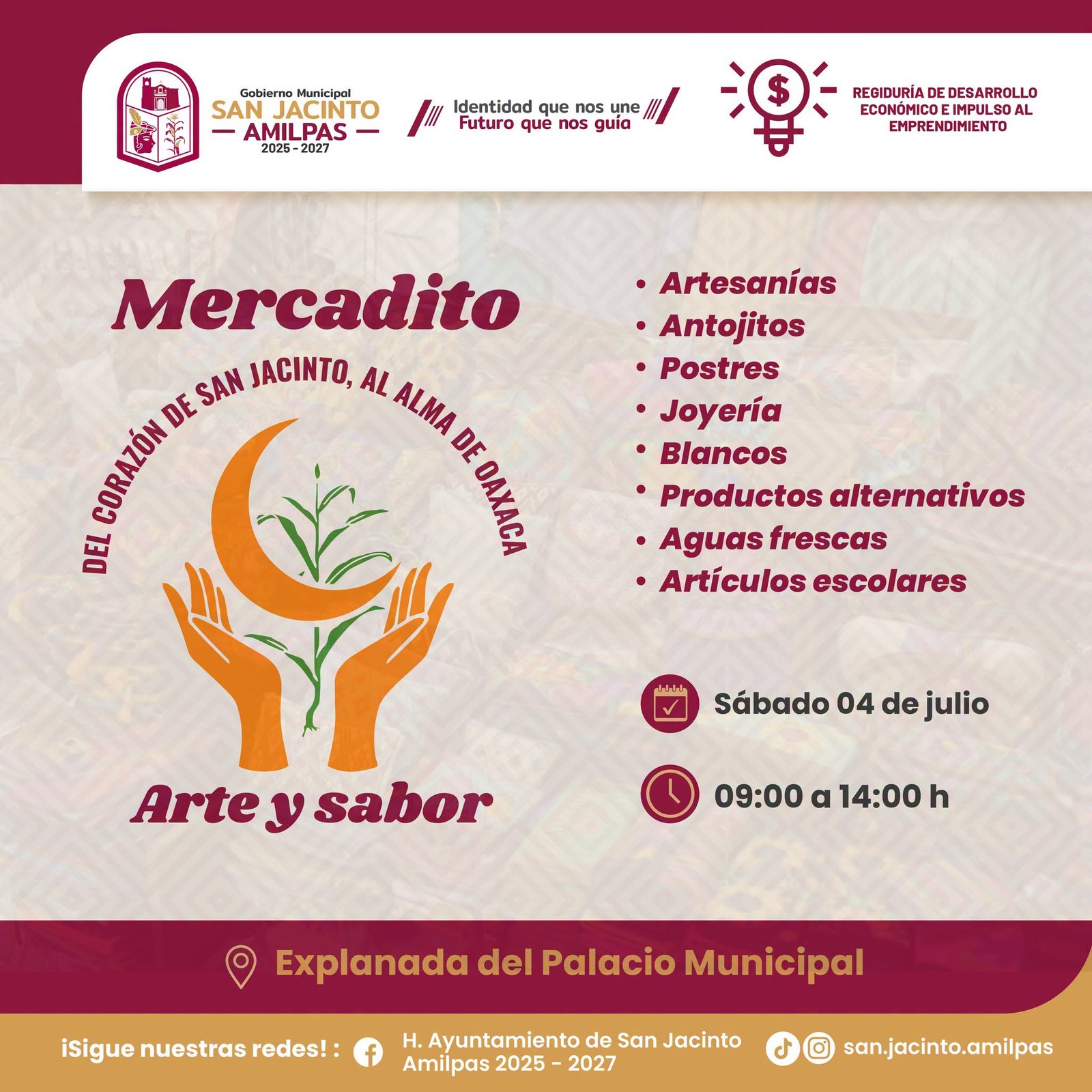 𝗜𝗻𝘃𝗶𝘁𝗮𝗻 𝗮𝗹 𝗠𝗲𝗿𝗰𝗮𝗱𝗶𝘁𝗼 “𝗗𝗲𝗹 𝗰𝗼𝗿𝗮𝘇ó𝗻 𝗱𝗲 𝗦𝗮𝗻 𝗝𝗮𝗰𝗶𝗻𝘁𝗼, 𝗮𝗹 𝗮𝗹𝗺𝗮 𝗱𝗲 𝗢𝗮𝘅𝗮𝗰𝗮”