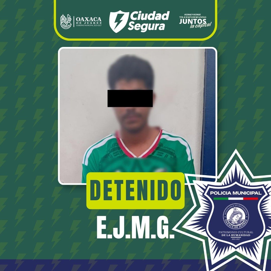 𝗗𝗲𝘁𝗶𝗲𝗻𝗲𝗻 𝗮 𝗽𝗿𝗲𝘀𝘂𝗻𝘁𝗼 𝗿𝗲𝘀𝗽𝗼𝗻𝘀𝗮𝗯𝗹𝗲 𝗱𝗲 𝘃𝗶𝗼𝗹𝗲𝗻𝗰𝗶𝗮 𝗳𝗮𝗺𝗶𝗹𝗶𝗮𝗿 𝗲𝗻 𝗢𝗮𝘅𝗮𝗰𝗮 𝗱𝗲 𝗝𝘂á𝗿𝗲𝘇
