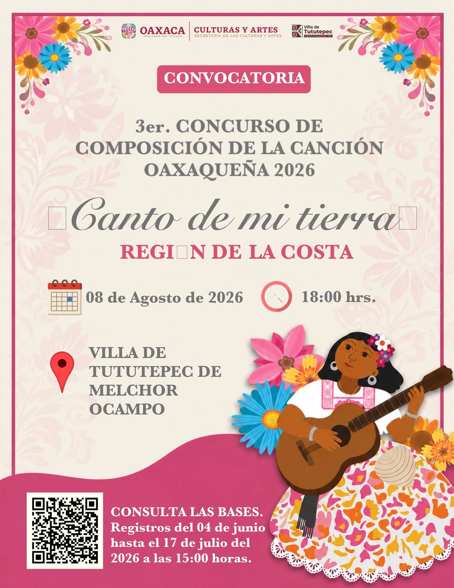𝗧𝘂𝘁𝘂𝘁𝗲𝗽𝗲𝗰 𝘀𝗲𝗿á 𝘀𝗲𝗱𝗲 𝗱𝗲𝗹 𝗖𝗼𝗻𝗰𝘂𝗿𝘀𝗼 𝗱𝗲 𝗹𝗮 𝗖𝗮𝗻𝗰𝗶ó𝗻 𝗢𝗮𝘅𝗮𝗾𝘂𝗲ñ𝗮 𝗱𝗲 𝗹𝗮 𝗖𝗼𝘀𝘁𝗮