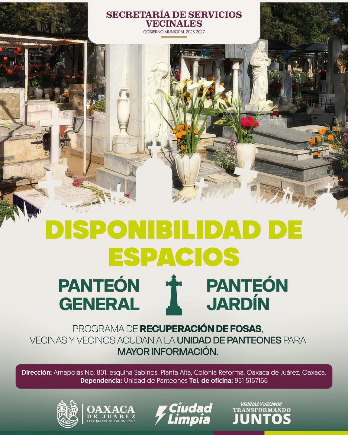 𝗣𝗮𝗻𝘁𝗲𝗼𝗻𝗲𝘀 𝗺𝘂𝗻𝗶𝗰𝗶𝗽𝗮𝗹𝗲𝘀 𝗱𝗲 𝗢𝗮𝘅𝗮𝗰𝗮 𝗱𝗲 𝗝𝘂á𝗿𝗲𝘇 𝗰𝘂𝗲𝗻𝘁𝗮𝗻 𝗰𝗼𝗻 𝗲𝘀𝗽𝗮𝗰𝗶𝗼𝘀 𝗱𝗶𝘀𝗽𝗼𝗻𝗶𝗯𝗹𝗲𝘀