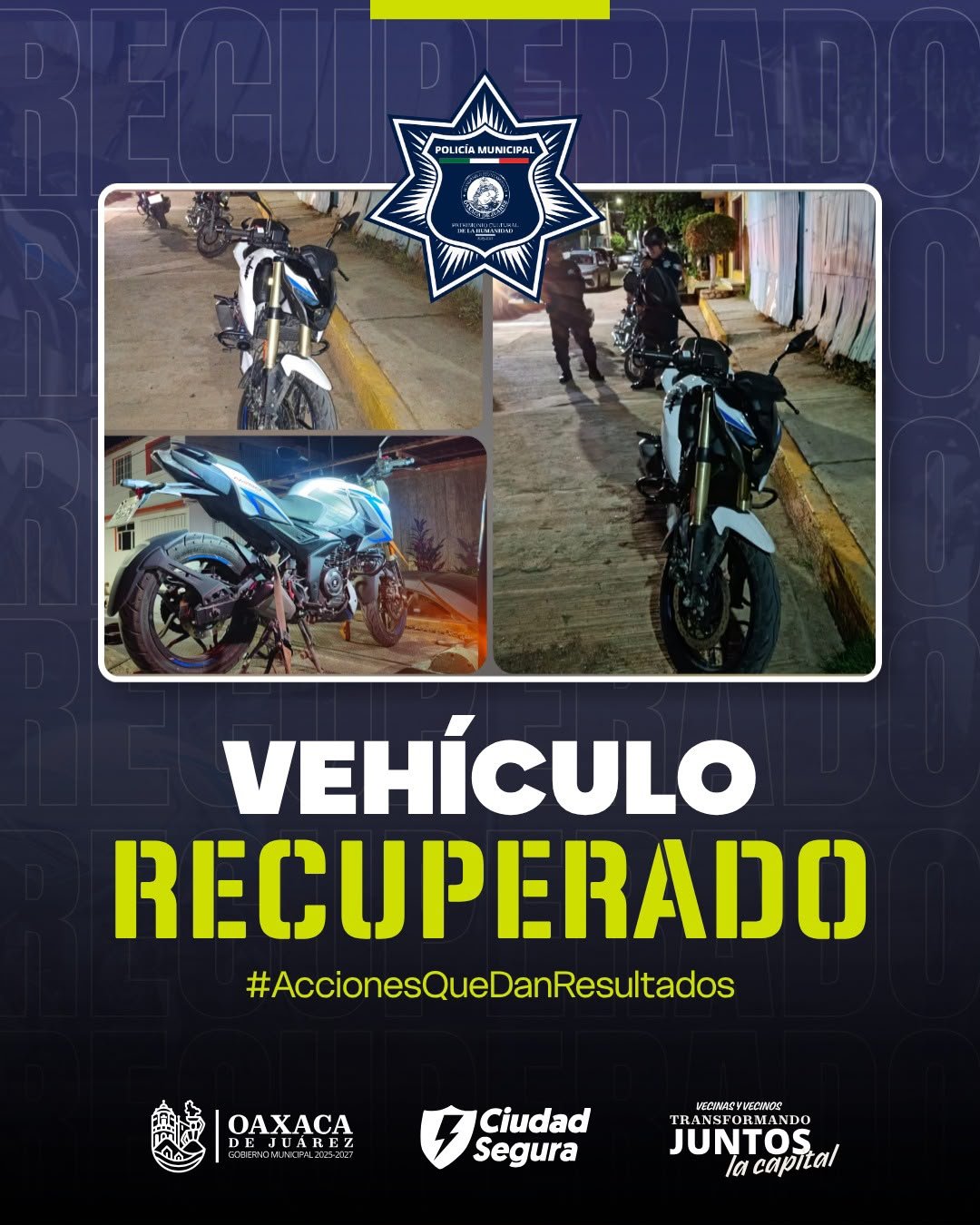 𝗣𝗼𝗹𝗶𝗰í𝗮 𝗱𝗲 𝗢𝗮𝘅𝗮𝗰𝗮 𝗱𝗲 𝗝𝘂á𝗿𝗲𝘇 𝗿𝗲𝗰𝘂𝗽𝗲𝗿𝗮 𝗺𝗼𝘁𝗼𝗰𝗶𝗰𝗹𝗲𝘁𝗮 𝗿𝗼𝗯𝗮𝗱𝗮