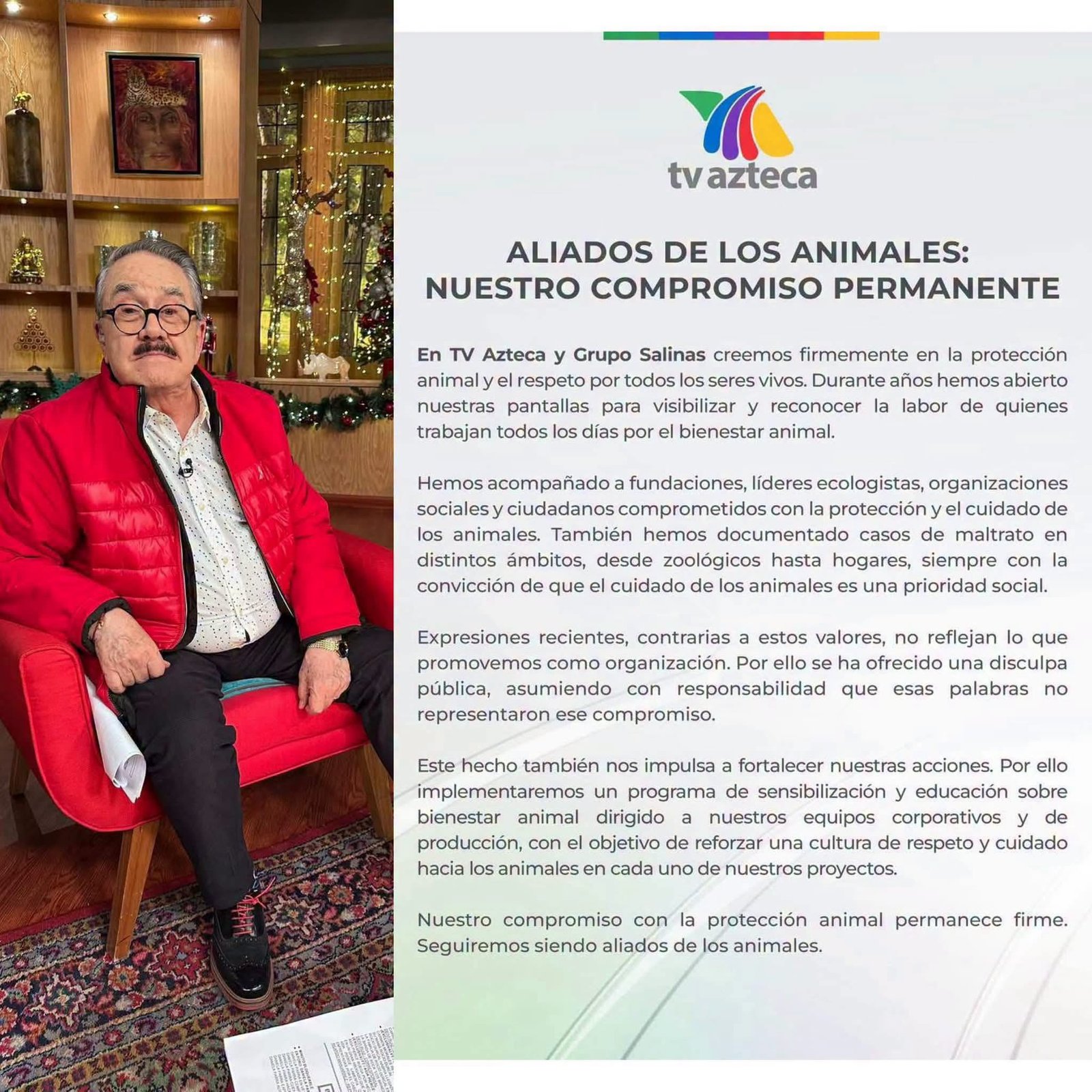 𝗧𝗩 𝗔𝘇𝘁𝗲𝗰𝗮 𝗺𝗮𝗻𝘁𝗶𝗲𝗻𝗲 𝗮 𝗣𝗲𝗱𝗿𝗼 𝗦𝗼𝗹𝗮; 𝗮𝗻𝘂𝗻𝗰𝗶𝗮 𝗰𝗮𝗽𝗮𝗰𝗶𝘁𝗮𝗰𝗶ó𝗻 𝘁𝗿𝗮𝘀 𝗹𝗮 𝗽𝗼𝗹é𝗺𝗶𝗰𝗮