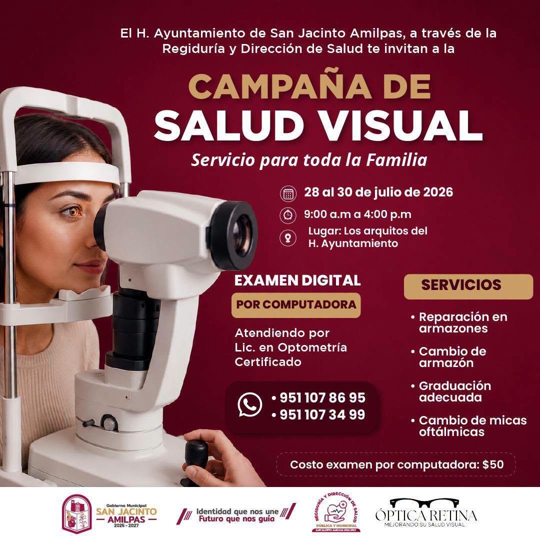 𝗜𝗻𝘃𝗶𝘁𝗮𝗻 𝗮 𝗰𝗮𝗺𝗽𝗮ñ𝗮 𝗱𝗲 𝘀𝗮𝗹𝘂𝗱 𝘃𝗶𝘀𝘂𝗮𝗹 𝗲𝗻 𝗦𝗮𝗻 𝗝𝗮𝗰𝗶𝗻𝘁𝗼 𝗔𝗺𝗶𝗹𝗽𝗮𝘀