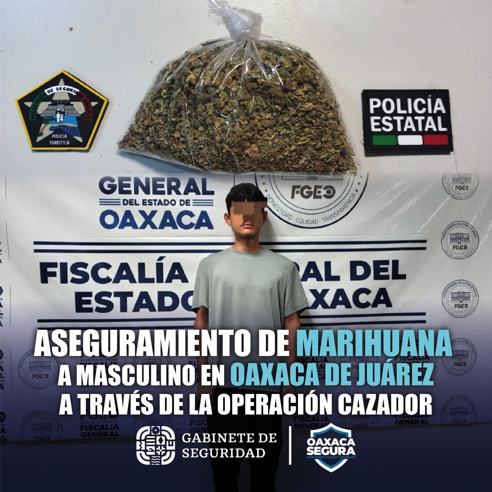 Detienen a joven por presuntos delitos contra la salud en el Centro de Oaxaca