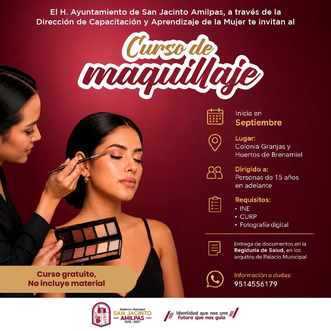 San Jacinto Amilpas abre inscripciones para curso gratuito de maquillaje