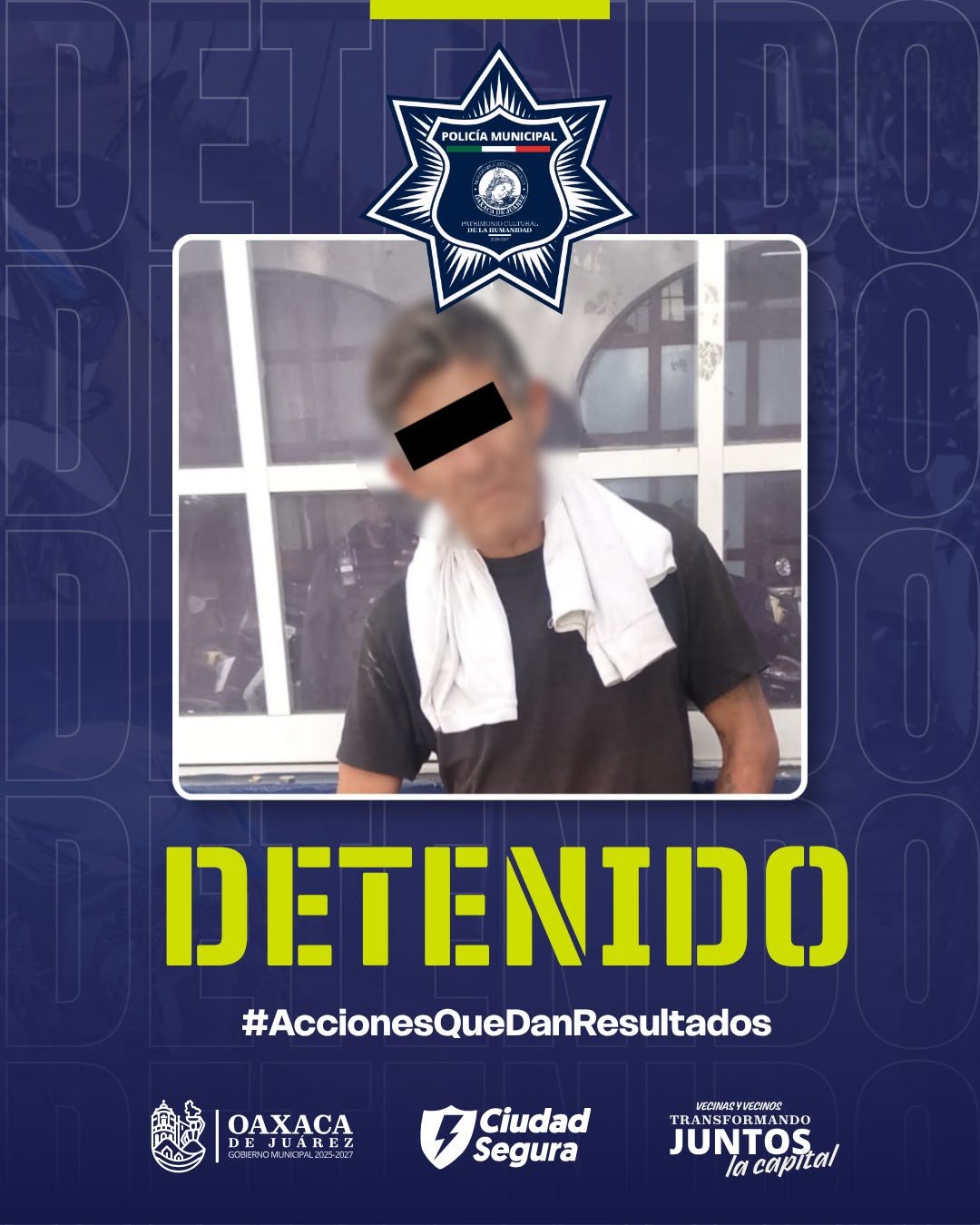 Detienen a hombre por presunto robo de pertenencias en el Centro Histórico de Oaxaca