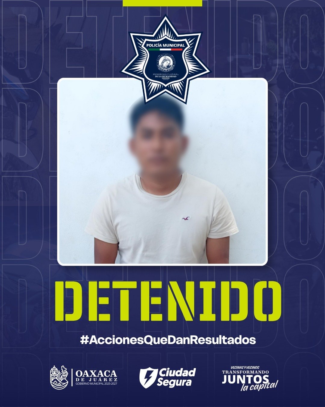 Policías municipales atendieron un reporte por violencia familiar y detuvieron a E.R.Q., quien fue puesto a disposición de la Fiscalía General del Estado para determinar su situación jurídica.