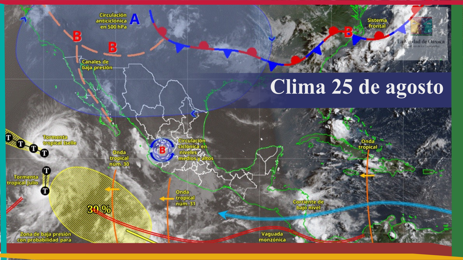 Onda tropical 31 dejará lluvias fuertes en zonas montañosas de Oaxaca este martes