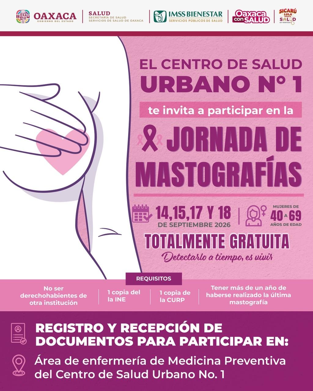 Mastografías gratuitas en Oaxaca de Juárez: jornada será del 14 al 18 de septiembre