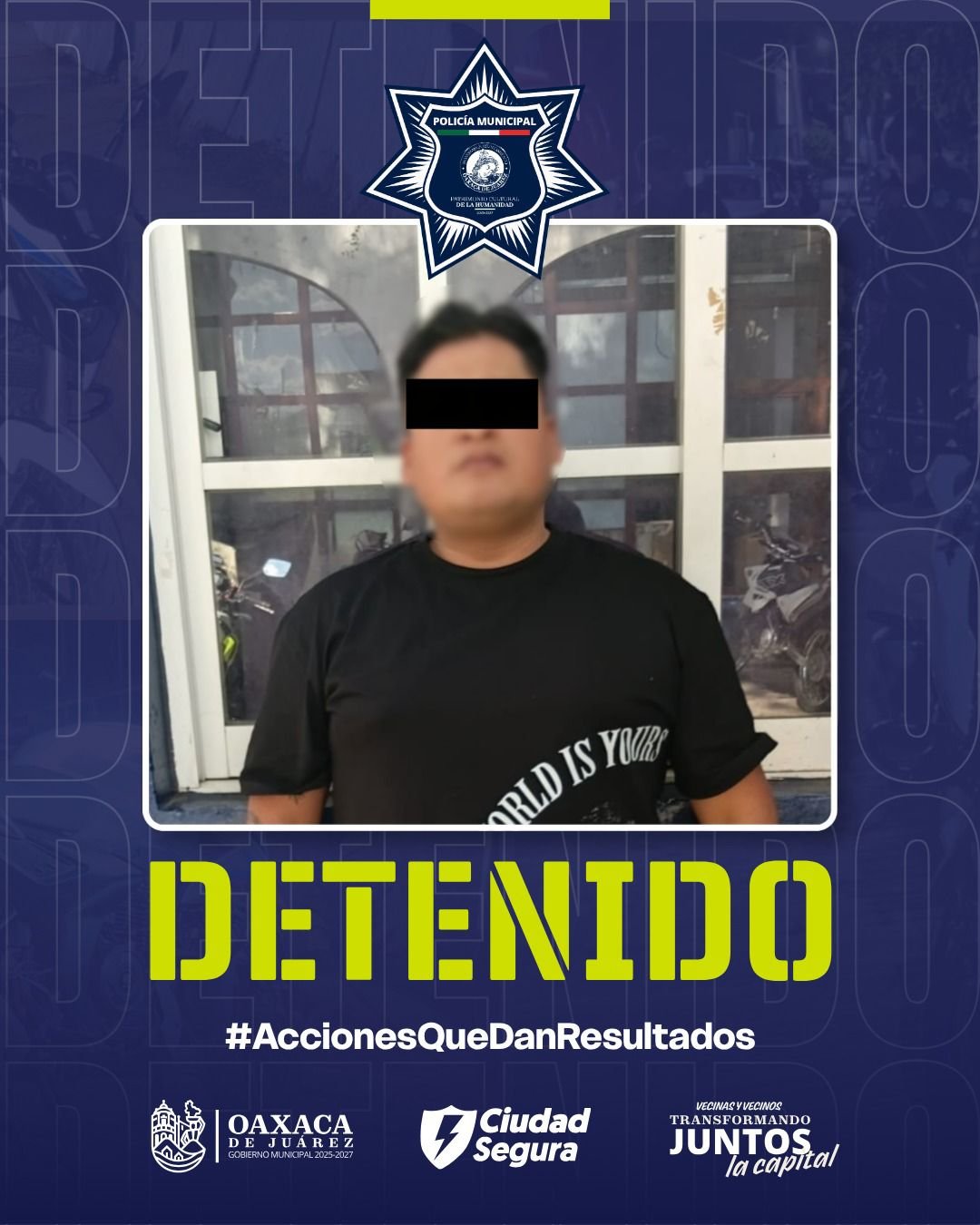 Policía Municipal detiene a hombre por presunta violencia familiar en Oaxaca de Juárez