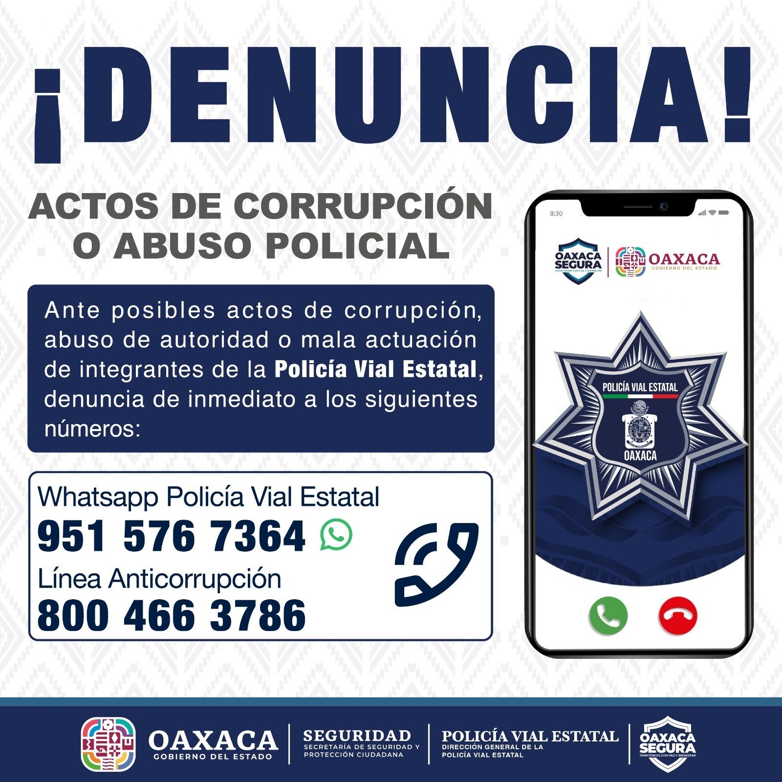 Policía Vial abre líneas para denunciar abusos y corrupción de sus elementos