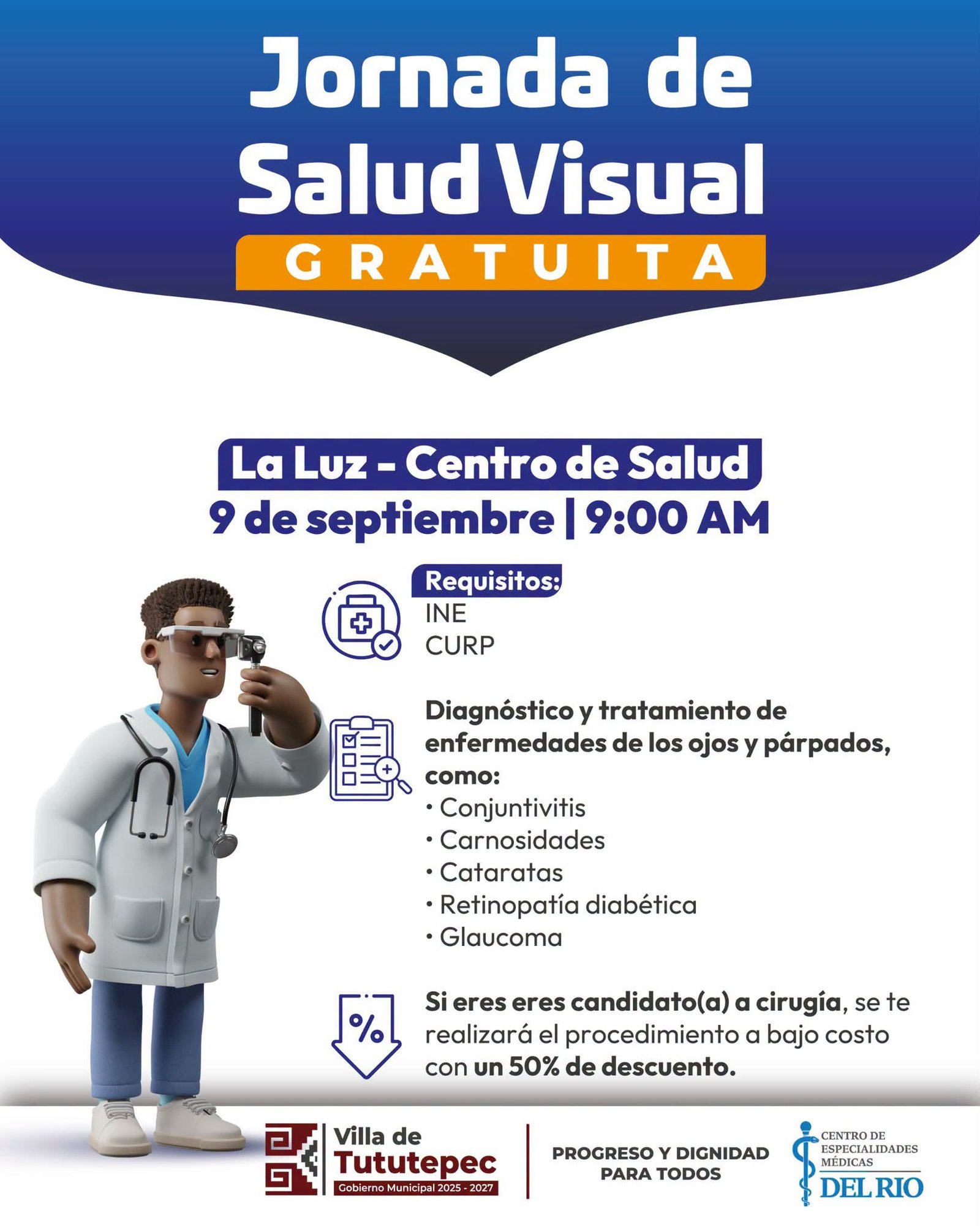 Jornada oftalmológica llegará a La Luz Tututepec; habrá apoyos para cirugías de cataratas