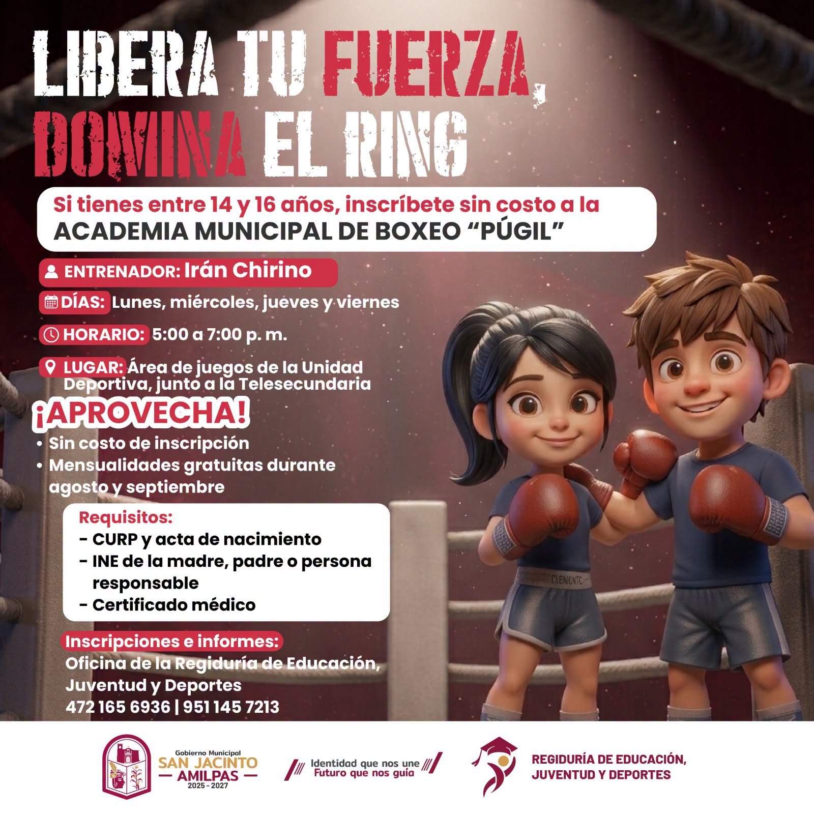 San Jacinto Amilpas abre academia gratuita de boxeo para adolescentes