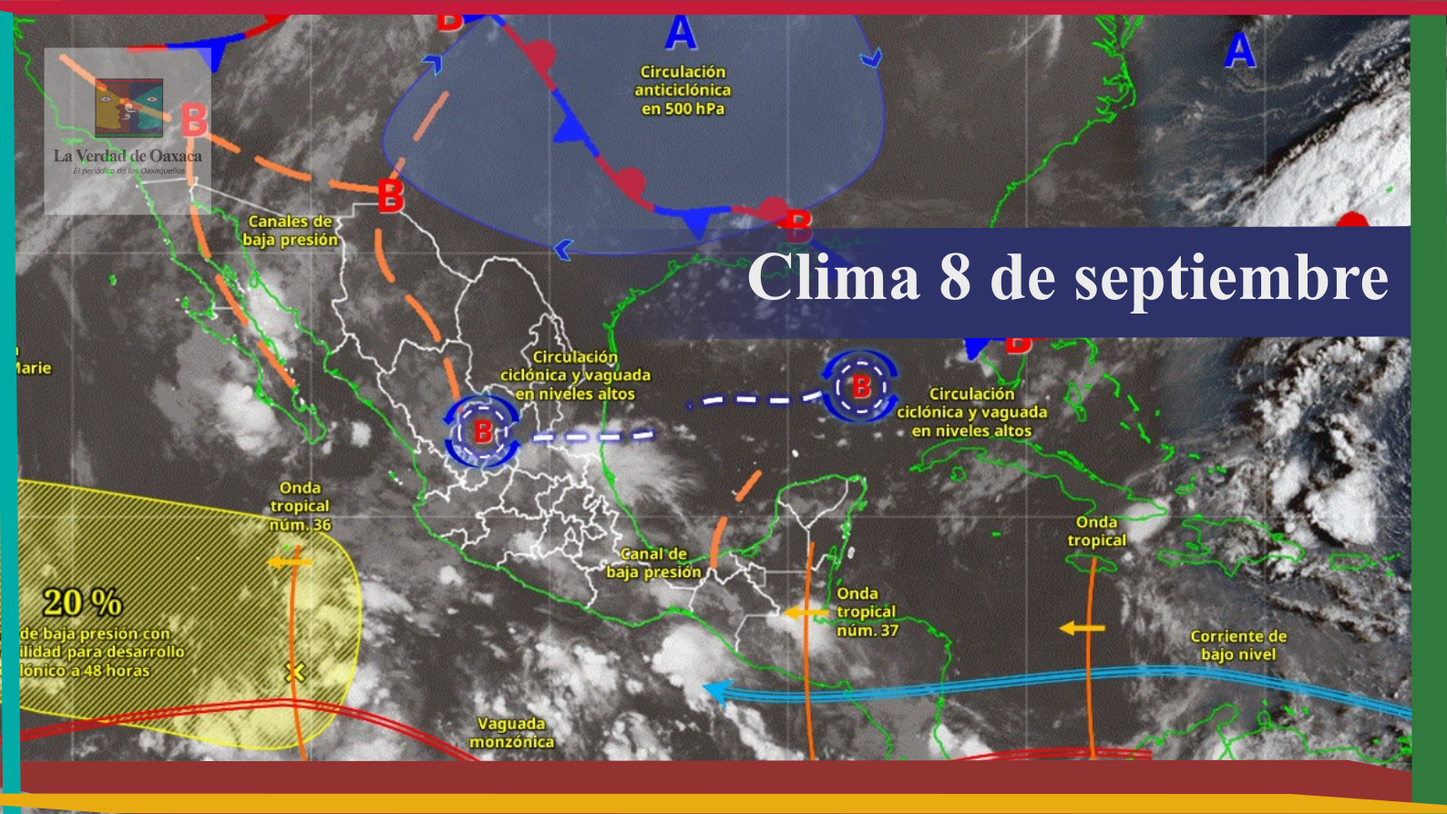 Onda tropical 37 provocará lluvias generalizadas y tormentas fuertes en Oaxaca