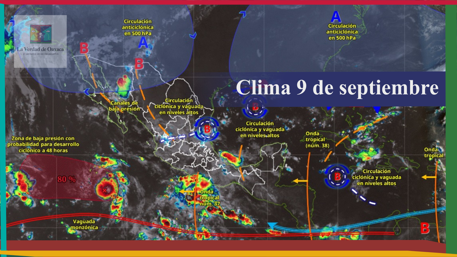 Ondas tropicales 37 y 38 mantendrán lluvias fuertes y riesgo de inundaciones en Oaxaca