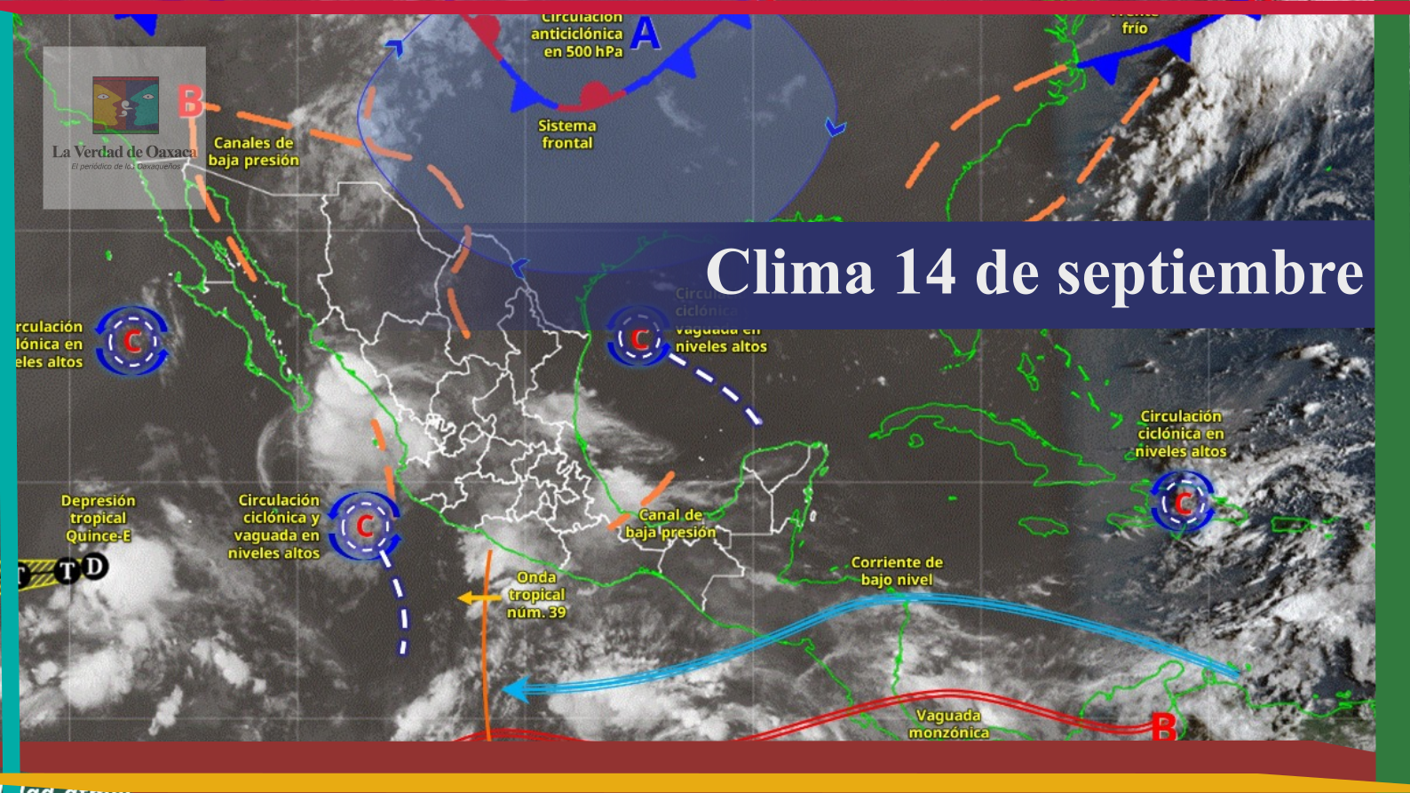 Onda tropical 39 provocará lluvias y tormentas fuertes en Oaxaca