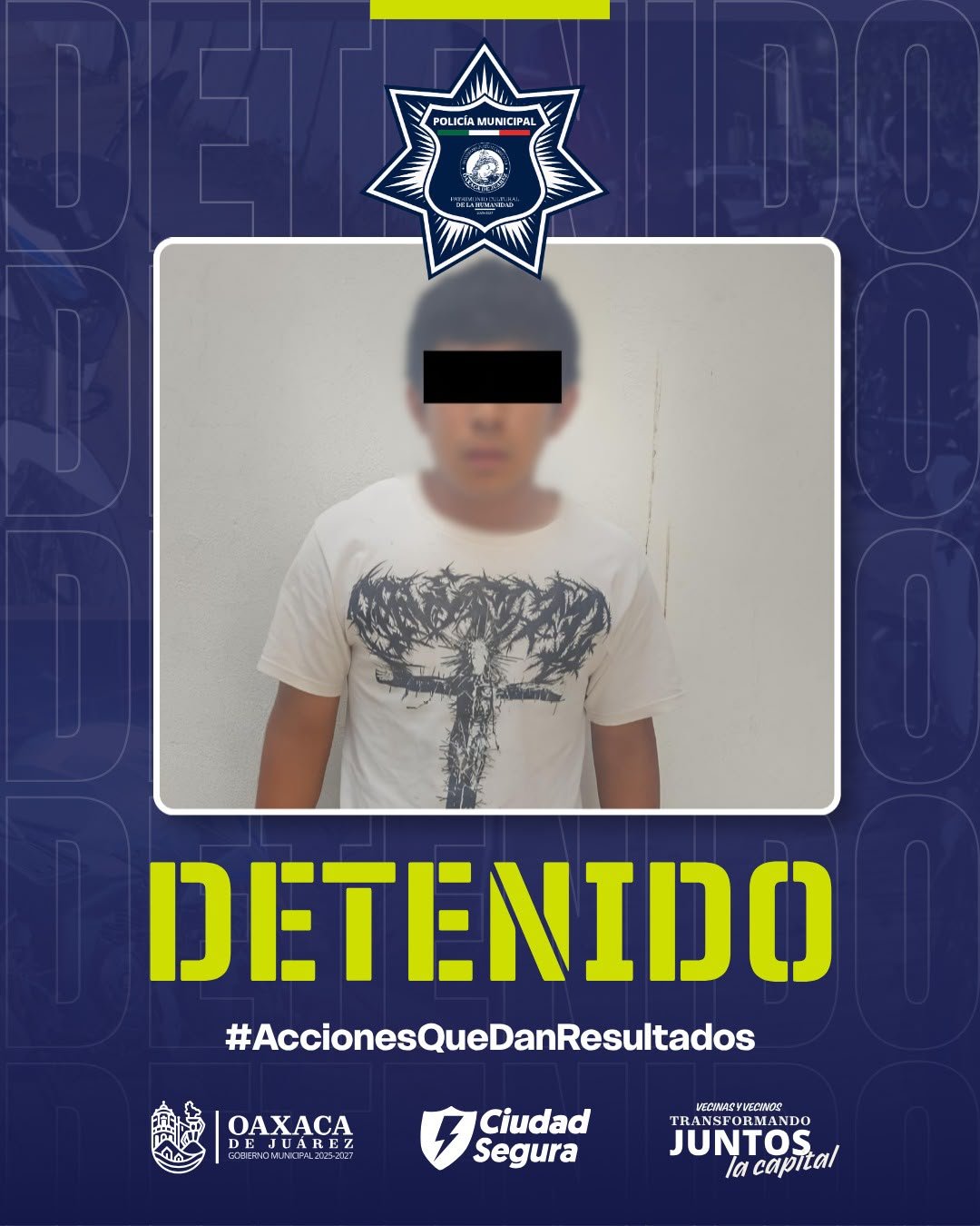 Policía Municipal detiene a persona con presunta marihuana en Oaxaca de Juárez