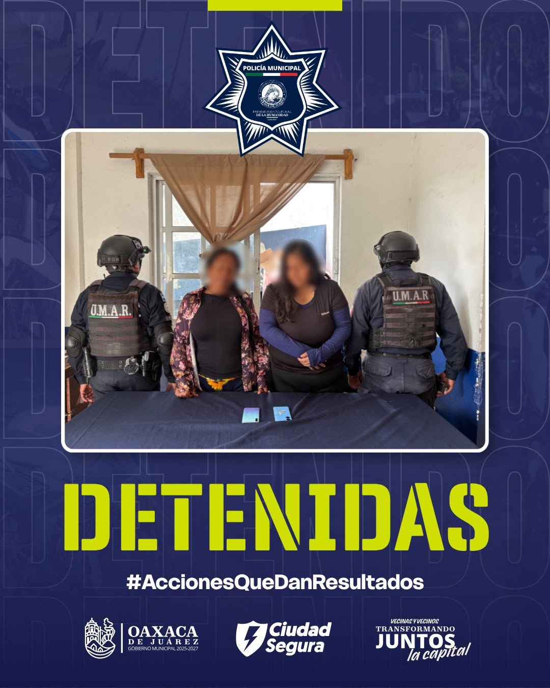 Detienen a dos personas por presunto robo de celulares en transporte público de Oaxaca