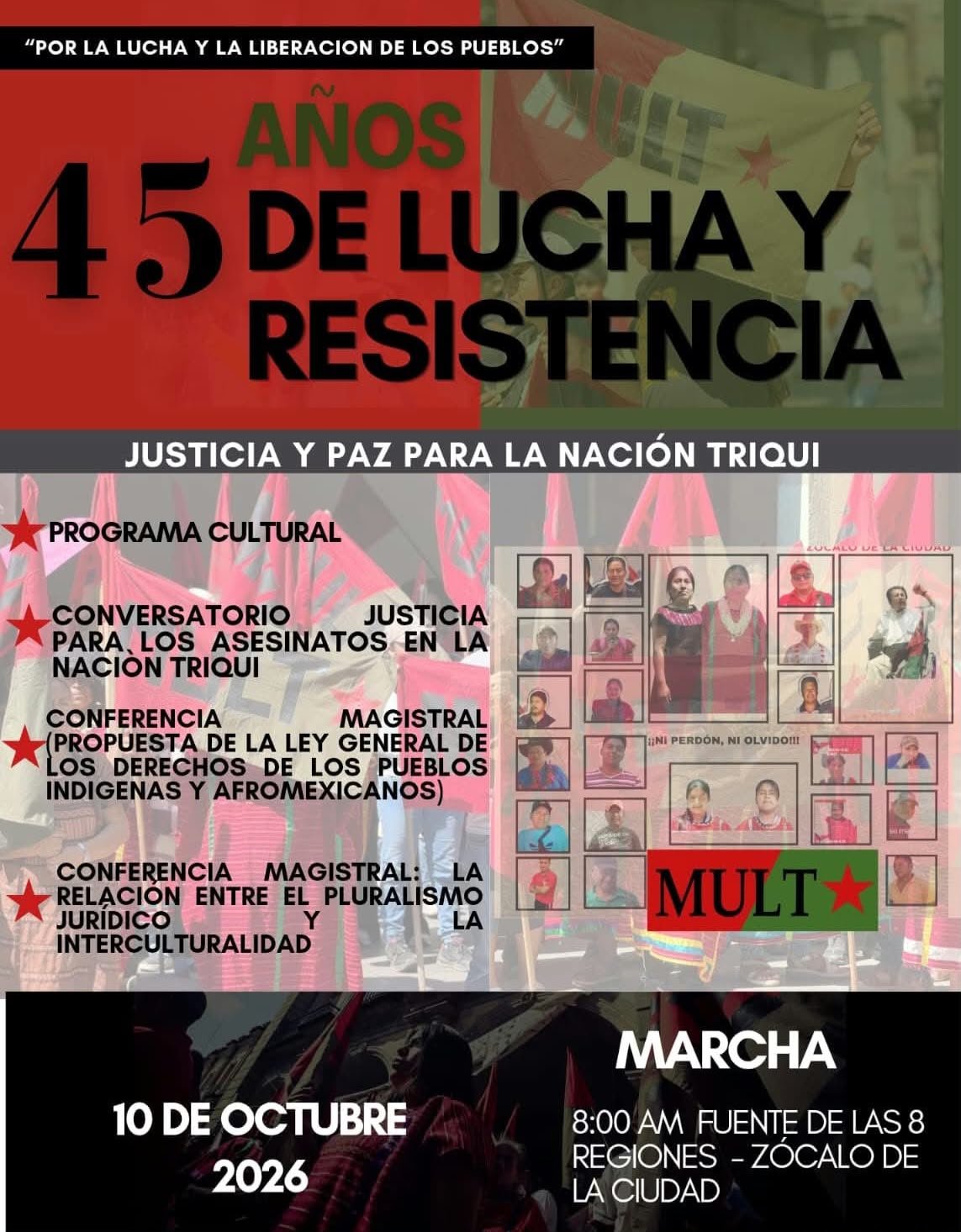 MULT anuncia marcha en Oaxaca este sábado; exigirá justicia y cumplimiento de acuerdos de paz