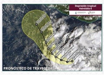 Se forma nueva depresión tropical frente a Guerrero; por ahora no representa peligro para Oaxaca